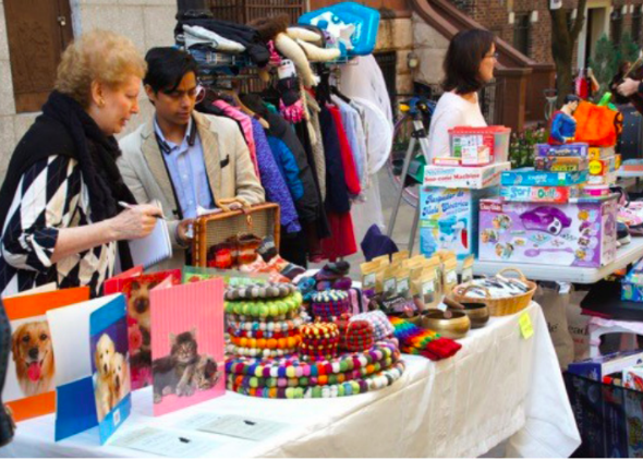Shopping the stalls at the West 104th Street Yard Sale